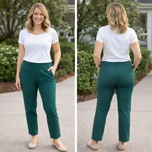 Susan Graver Weekend Pull-On Pants XL Petite NWT Emerald Green Stretch